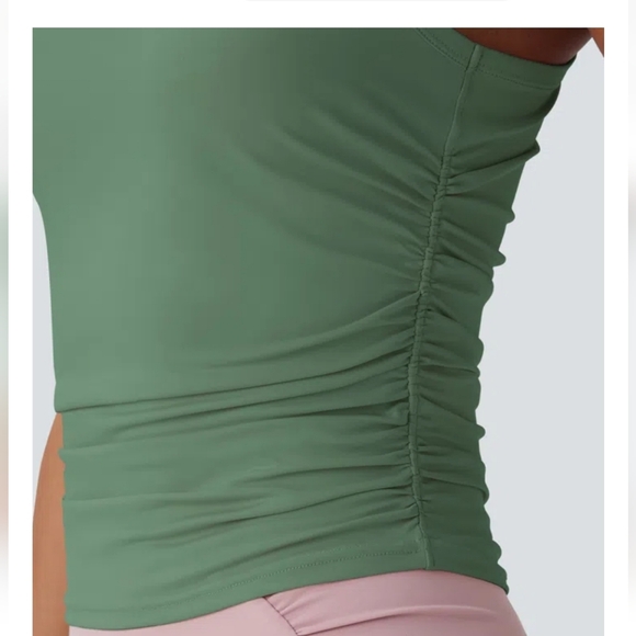 Halara Round Neck Racerback Ruched Yoga Tank Top - Picture 10 of 10